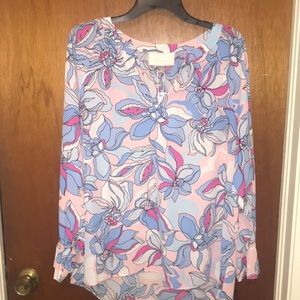 NWT Pappagallo blue multi blouse
